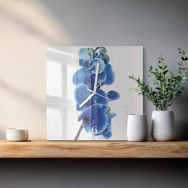 Wanduhr quadratisch Orchidee