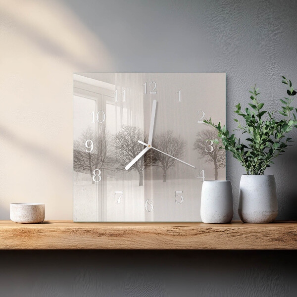 Wanduhr quadratisch Winter