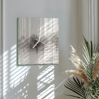 Wanduhr quadratisch Winter