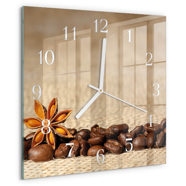 Wanduhr quadratisch Kaffeebohnen