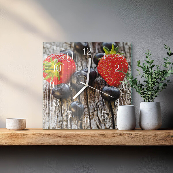Wanduhr quadratisch Blaubeeren