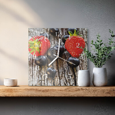 Wanduhr quadratisch Blaubeeren