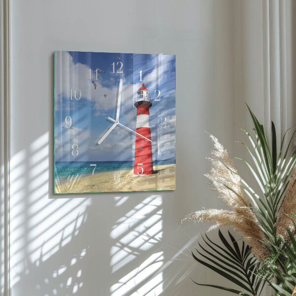 Wanduhr quadratisch Leuchtturm