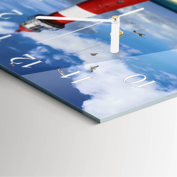 Wanduhr quadratisch Leuchtturm
