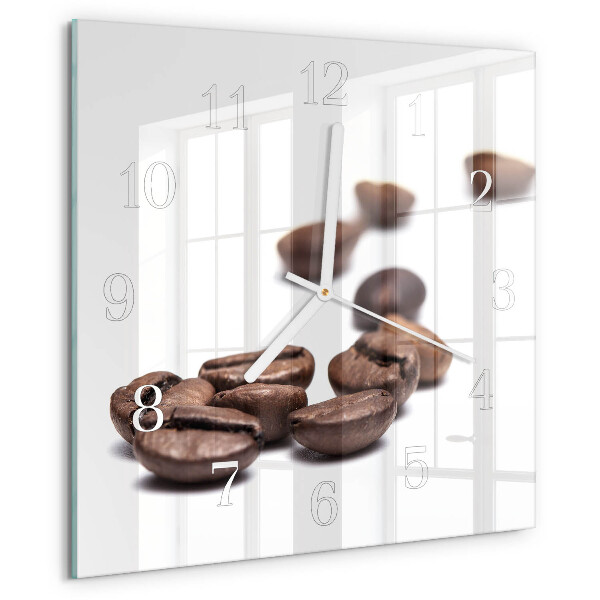 Wanduhr quadratisch Kaffeebohnen