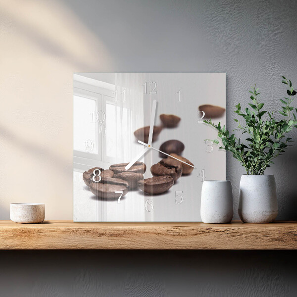 Wanduhr quadratisch Kaffeebohnen