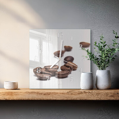 Wanduhr quadratisch Kaffeebohnen