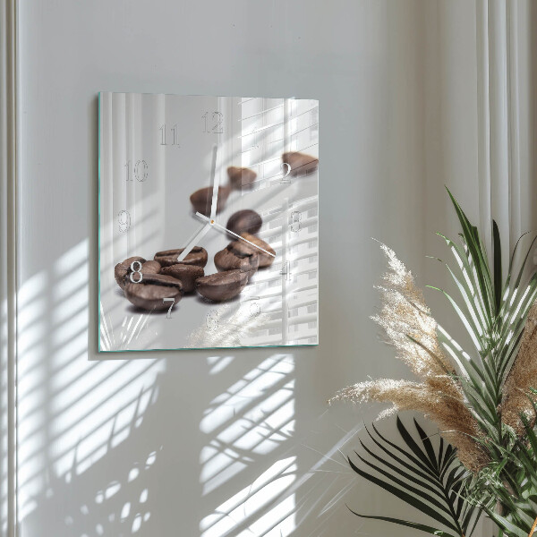 Wanduhr quadratisch Kaffeebohnen