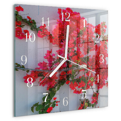 Wanduhr quadratisch Blumen