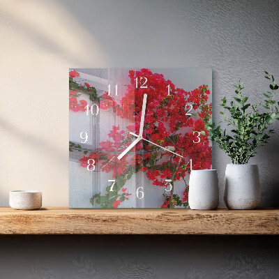 Wanduhr quadratisch Blumen