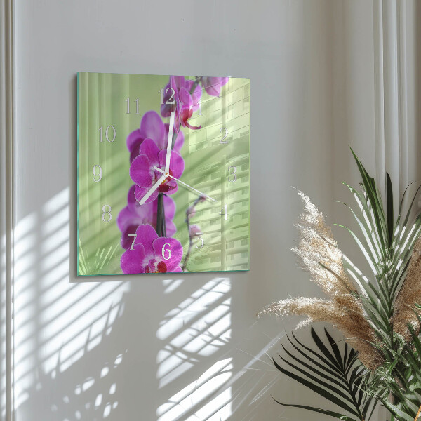 Wanduhr quadratisch Orchidee