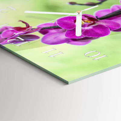 Wanduhr quadratisch Orchidee