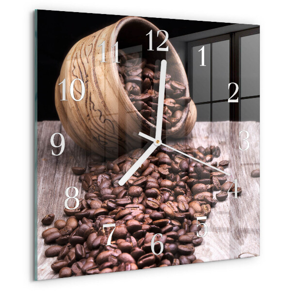 Wanduhr quadratisch Kaffeebohnen