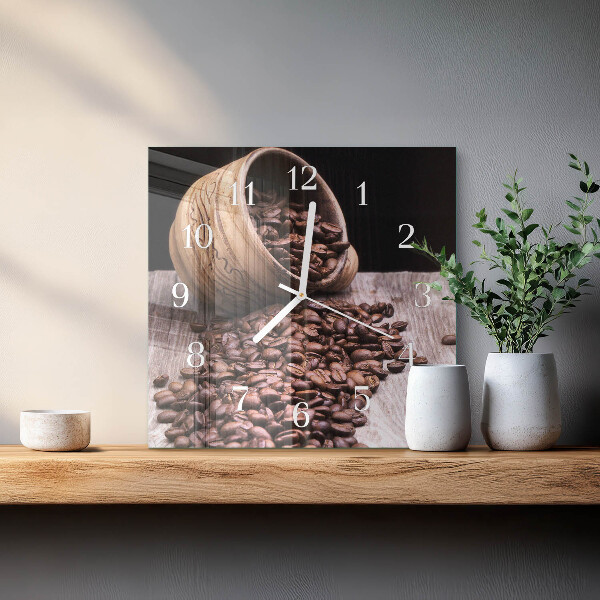 Wanduhr quadratisch Kaffeebohnen