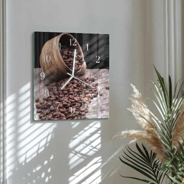 Wanduhr quadratisch Kaffeebohnen