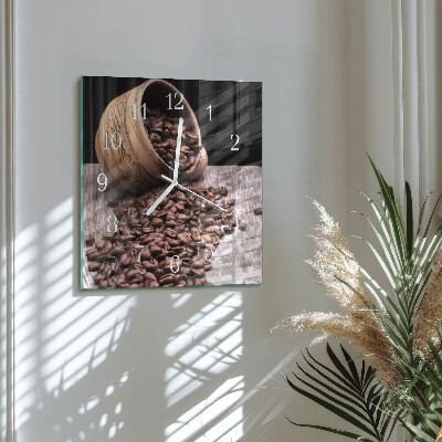 Wanduhr quadratisch Kaffeebohnen