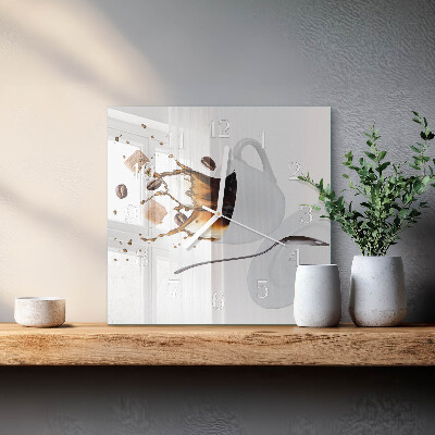 Wanduhr quadratisch Tasse