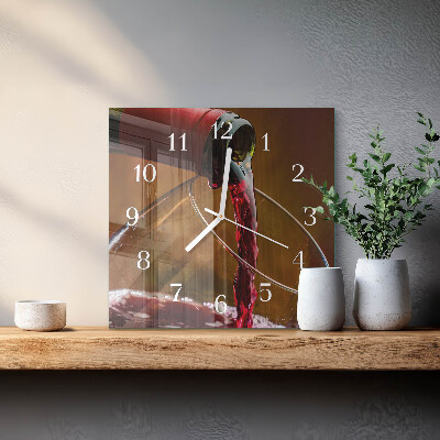Wanduhr quadratisch Wein