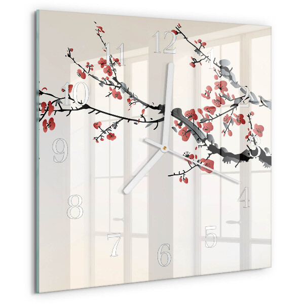 Wanduhr quadratisch Blumen