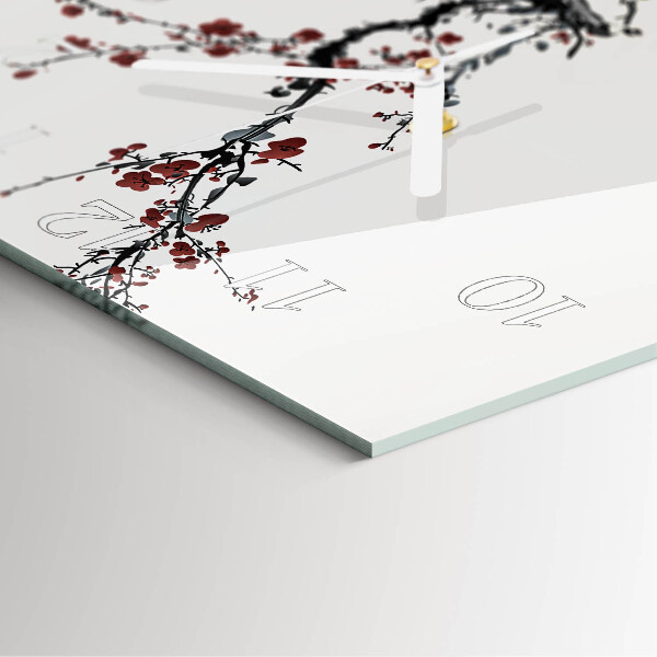 Wanduhr quadratisch Blumen