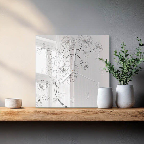 Wanduhr quadratisch Blumen