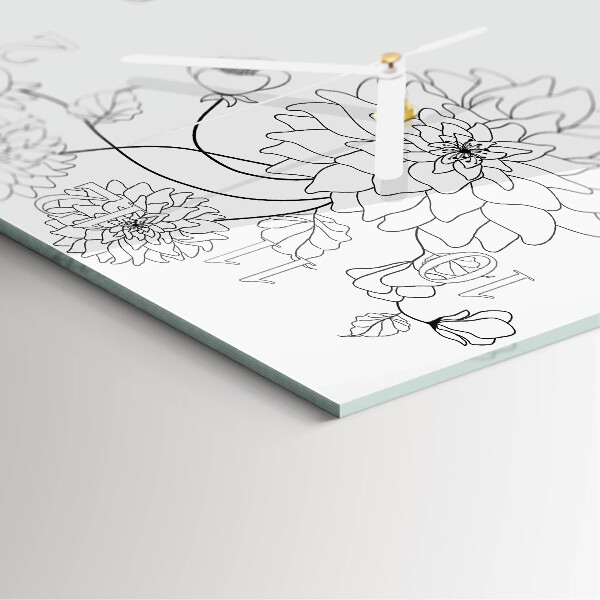 Wanduhr quadratisch Blumen