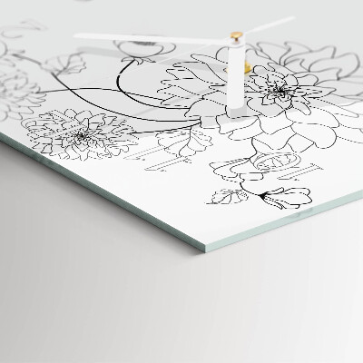 Wanduhr quadratisch Blumen