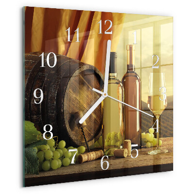 Wanduhr quadratisch Weinfass