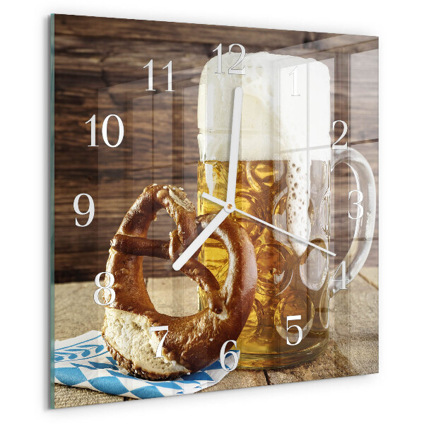 Wanduhr quadratisch Bierbrezel