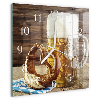 Wanduhr quadratisch Bierbrezel