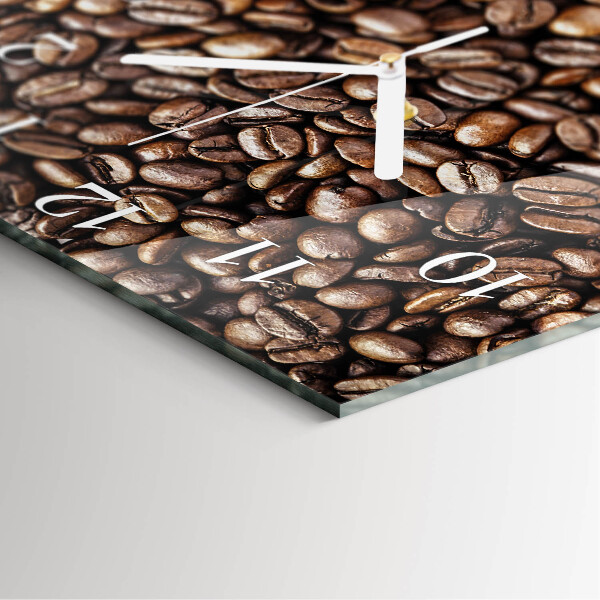 Wanduhr quadratisch Kaffeebohnen