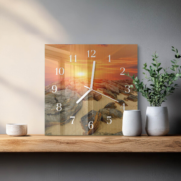 Wanduhr quadratisch Sonnenuntergang