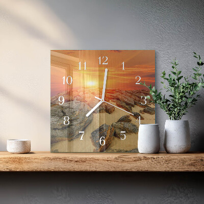 Wanduhr quadratisch Sonnenuntergang