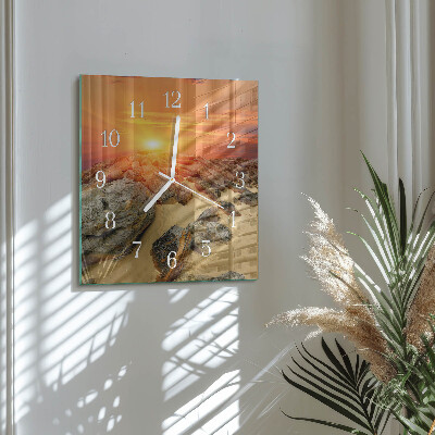 Wanduhr quadratisch Sonnenuntergang