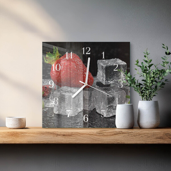 Wanduhr quadratisch Erdbeereis