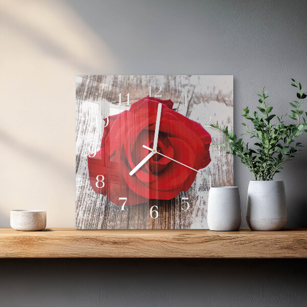 Wanduhr quadratisch Rose