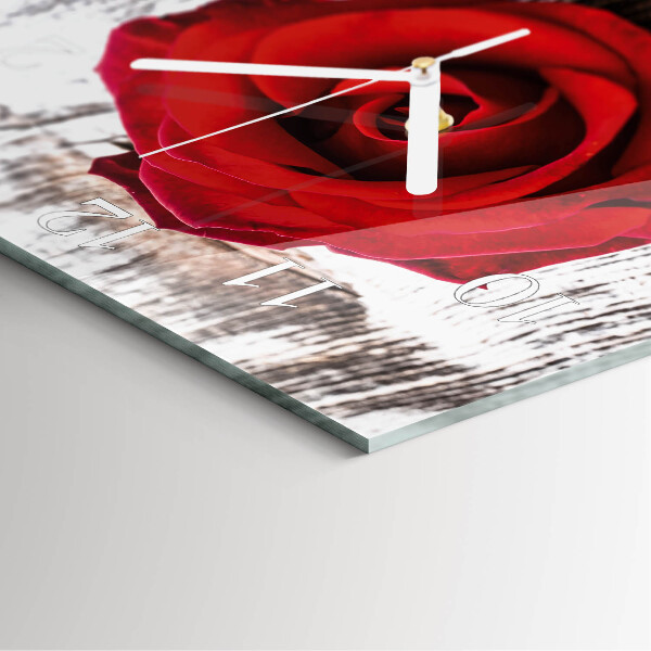 Wanduhr quadratisch Rose