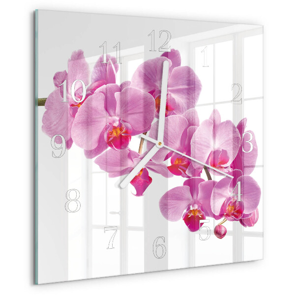 Wanduhr quadratisch Orchidee