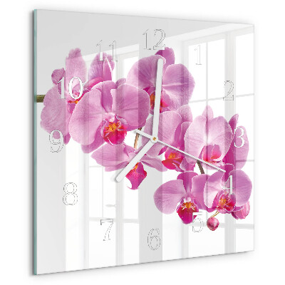 Wanduhr quadratisch Orchidee