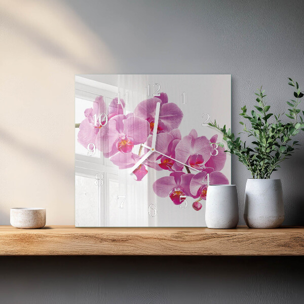 Wanduhr quadratisch Orchidee