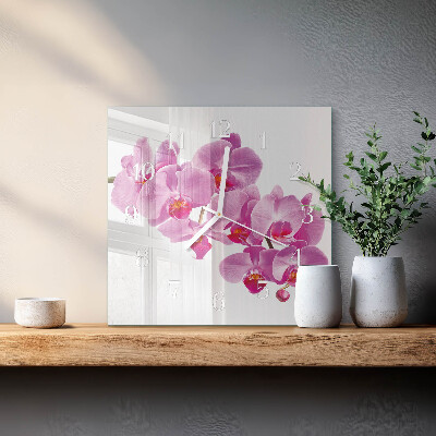 Wanduhr quadratisch Orchidee