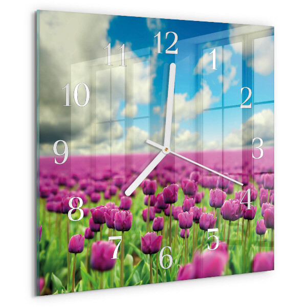 Wanduhr quadratisch Tulpen