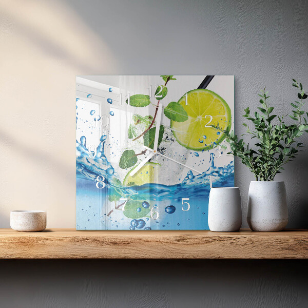 Wanduhr quadratisch Limette und Minze