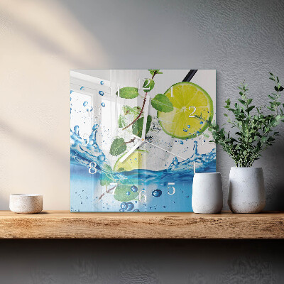 Wanduhr quadratisch Limette und Minze