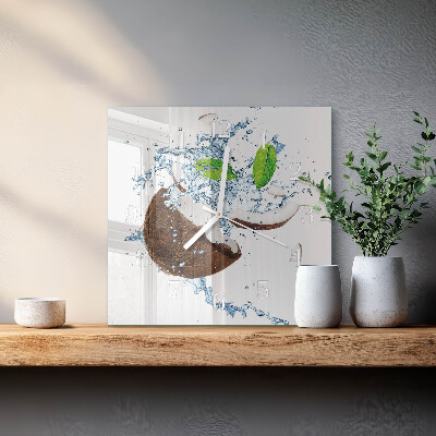 Wanduhr quadratisch Kokosnuss