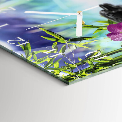 Wanduhr quadratisch Spa Orchidee