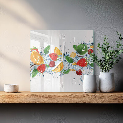 Wanduhr quadratisch Obst