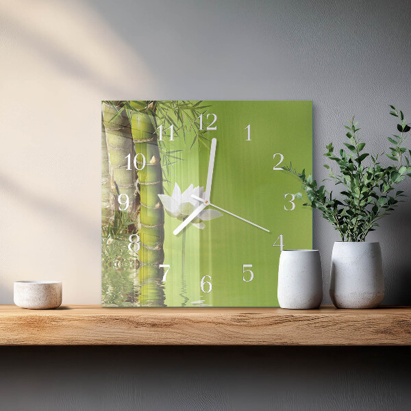 Wanduhr quadratisch Bambus