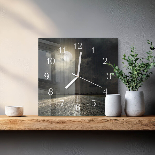 Wanduhr quadratisch Mondbahn