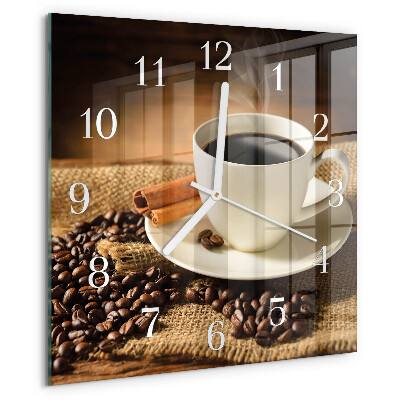 Wanduhr quadratisch Kaffee